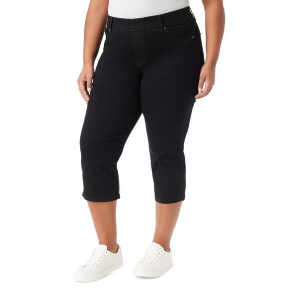 Gloria Vanderbilt Women's Shape-Effect High-Rise Capri Jeans Black Plus Size 18W - Picture 1 of 1